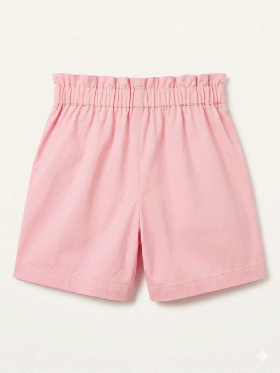 Shorts tinta unita con fiocco - ROSA