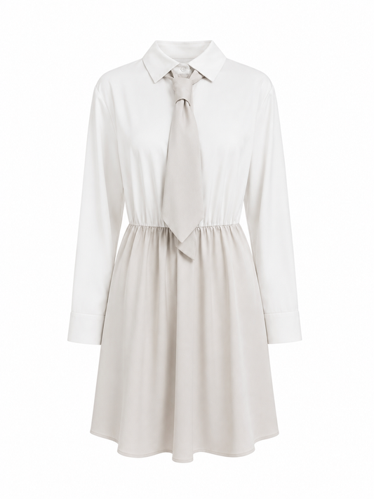 Abito con cravatta - BIANCO/BEIGE