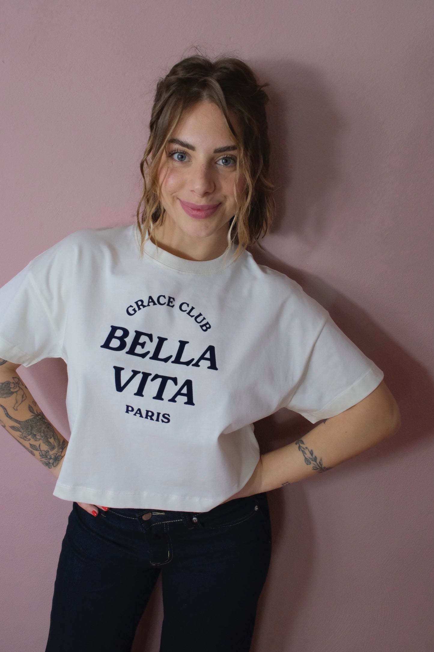 T-shirt stampa Bella Vita - ECRU