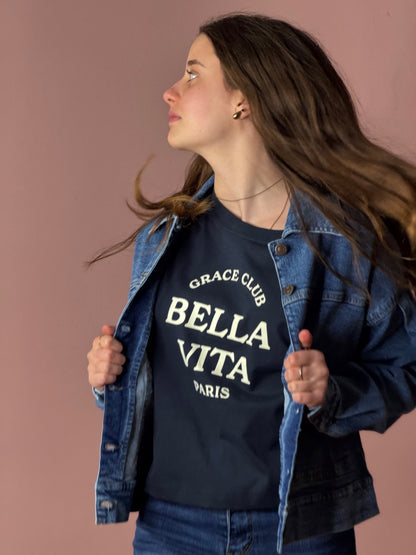 T-shirt stampa Bella Vita - MARINE