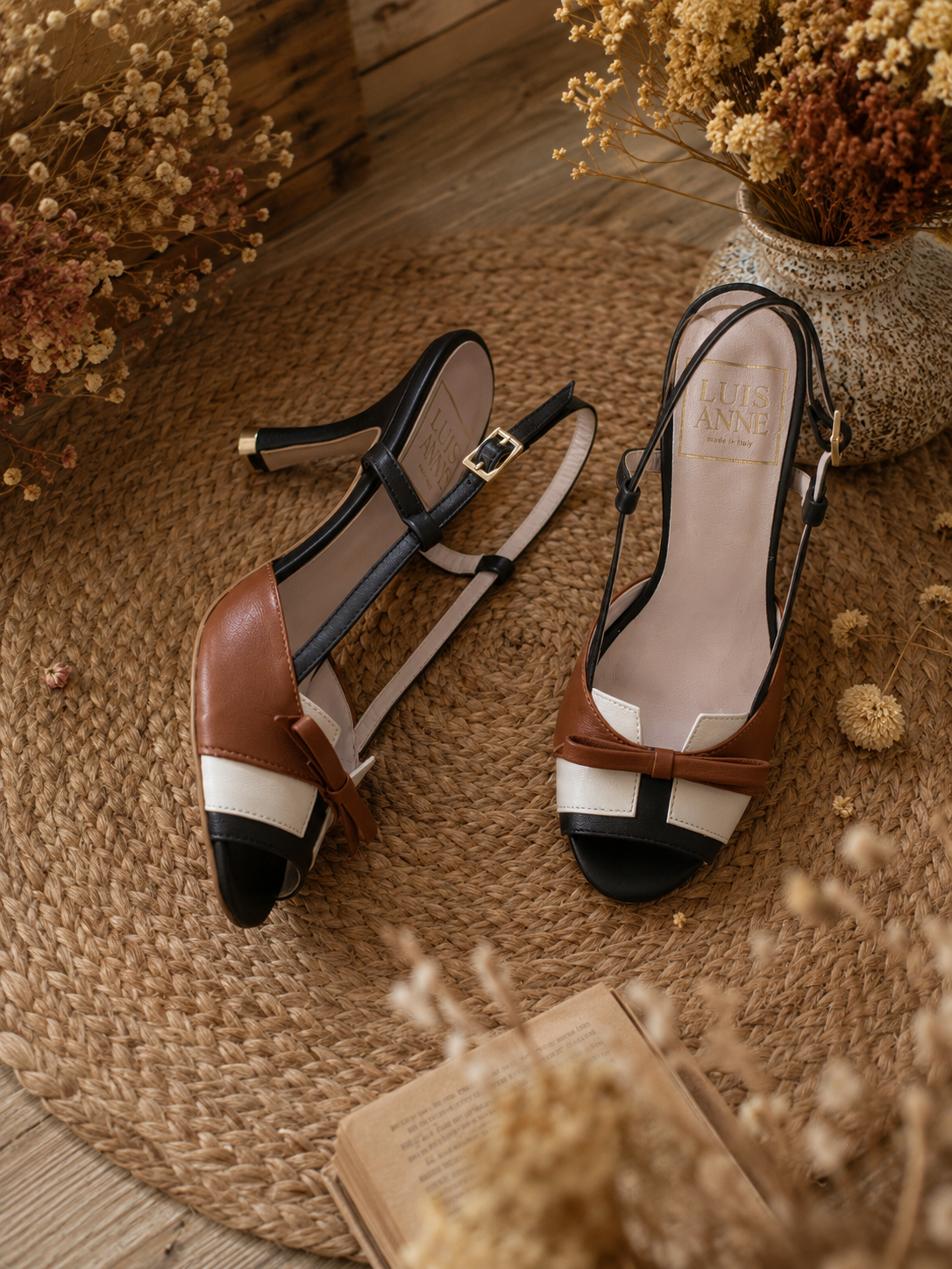 Sandalo modello chanel con fiocchetto - CUOIO