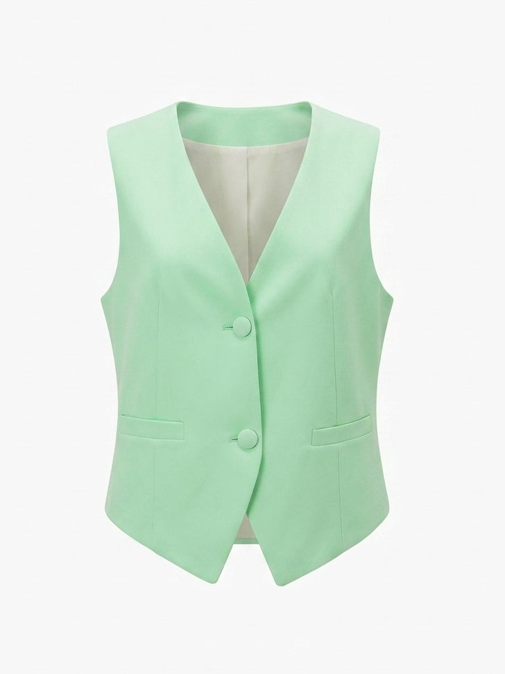 Gilet elegante tinta unita - VERDE