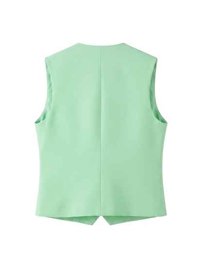Gilet elegante tinta unita - VERDE