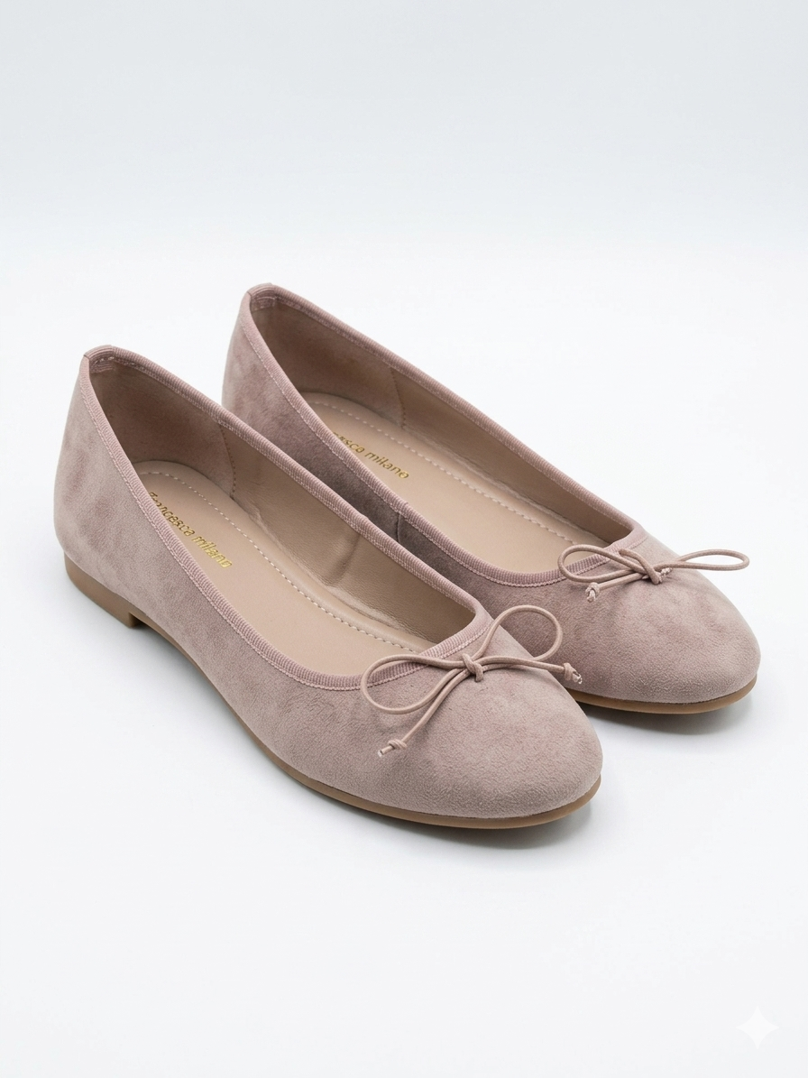 Ballerine tonde con fiocchetto - ROSA