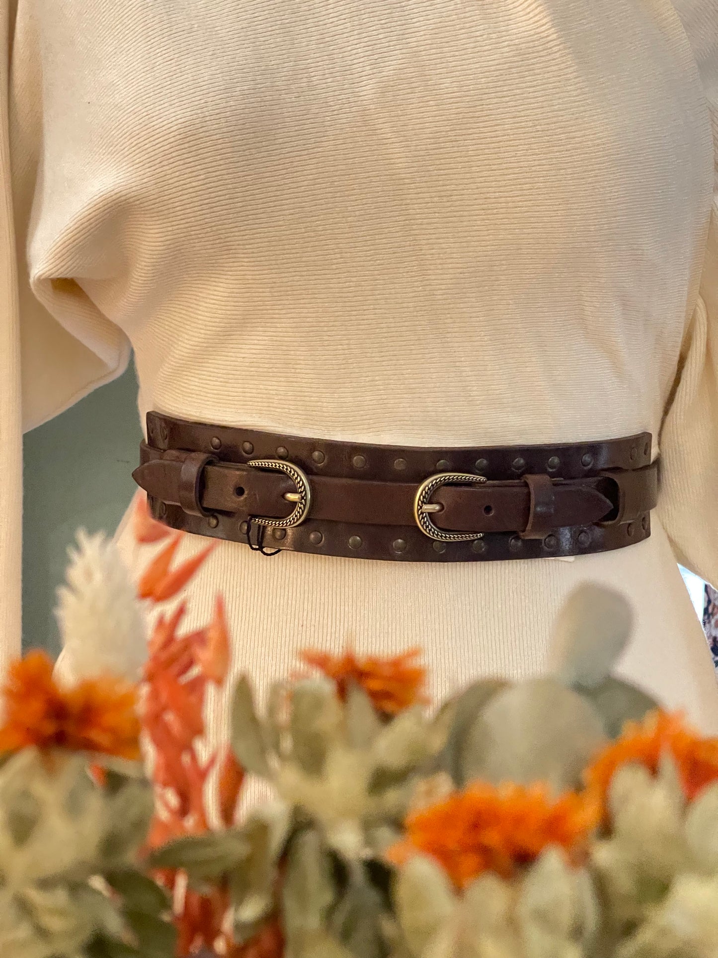 W1913 double belt - BROWN