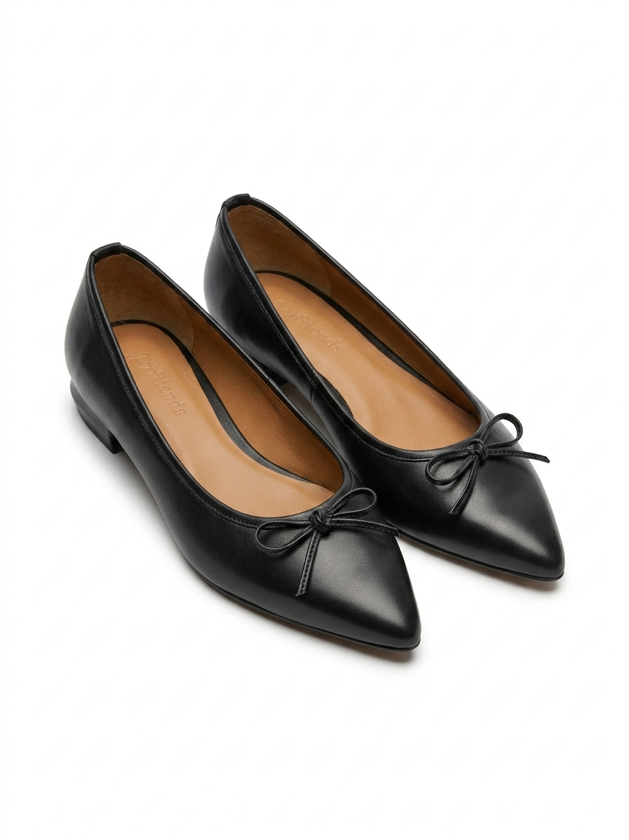 Ballerine a punta con fiocchetto - NERO