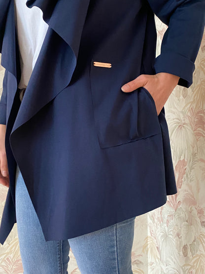 005 raw cut jacket - BLUE