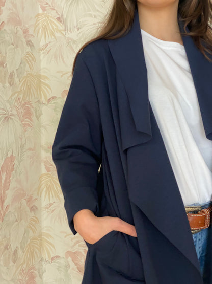005 raw cut jacket - BLUE