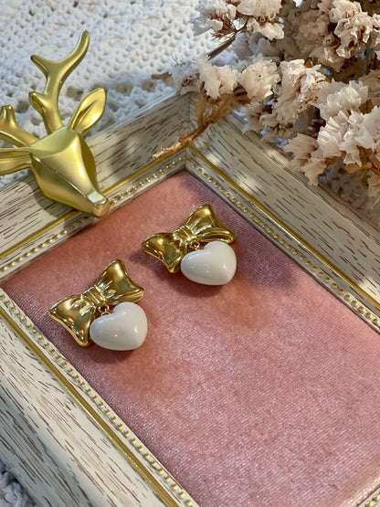 Orecchini IK10 fiocco e cuore - BIANCO
