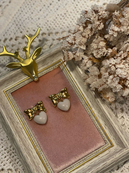 Orecchini IK10 fiocco e cuore - BIANCO