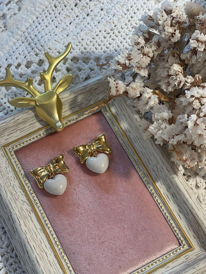 Orecchini IK10 fiocco e cuore - BIANCO