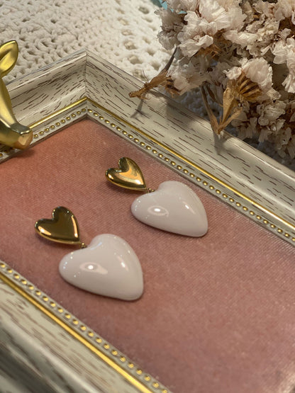 Orecchini IK13 Cuore Doppio Grande - PANNA