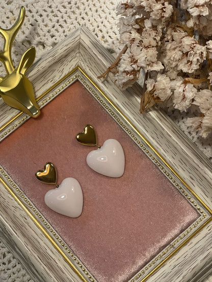 Orecchini IK13 Cuore Doppio Grande - PANNA