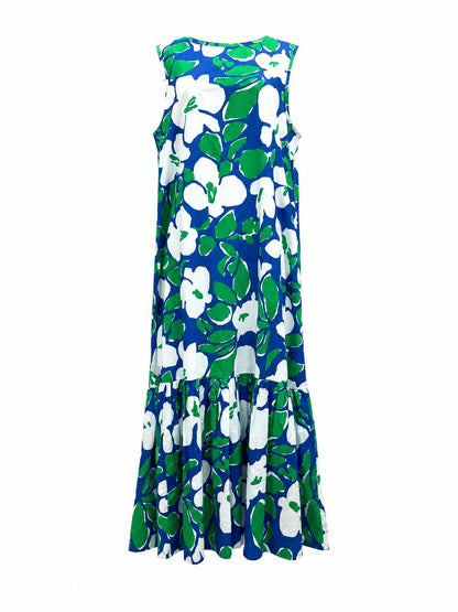 Abito floreale lungo - BLUE
