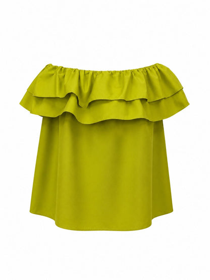 Top con voulant - VERDE ACIDO