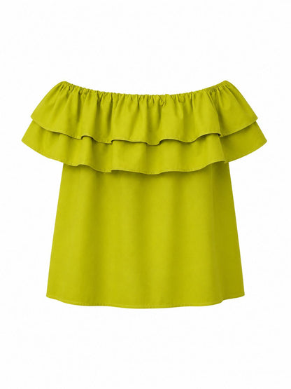 Top con voulant - VERDE ACIDO