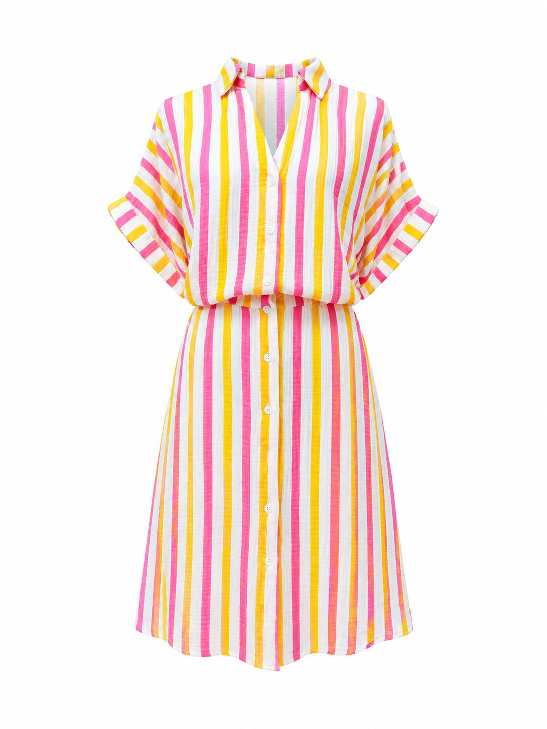 Abito fantasia righe - FUCSIA