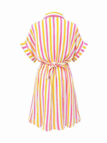 Abito fantasia righe - FUCSIA