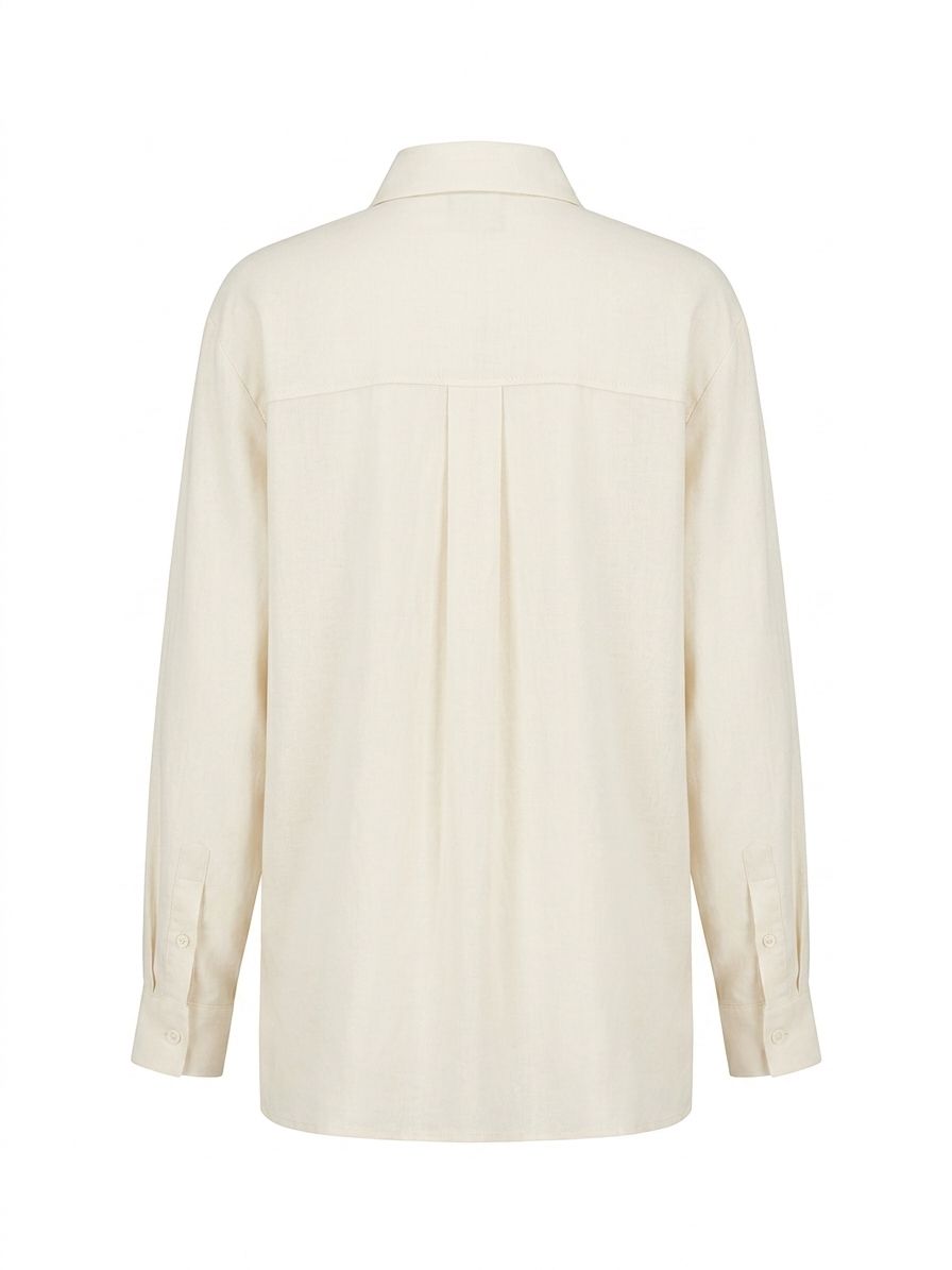 Camicia basic tinta unita - PANNA