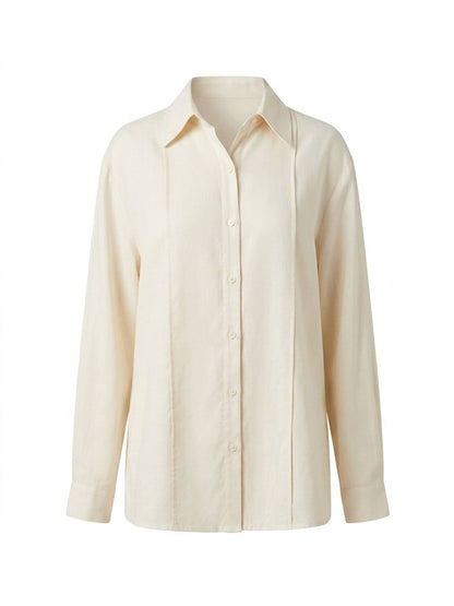 Camicia basic tinta unita - PANNA