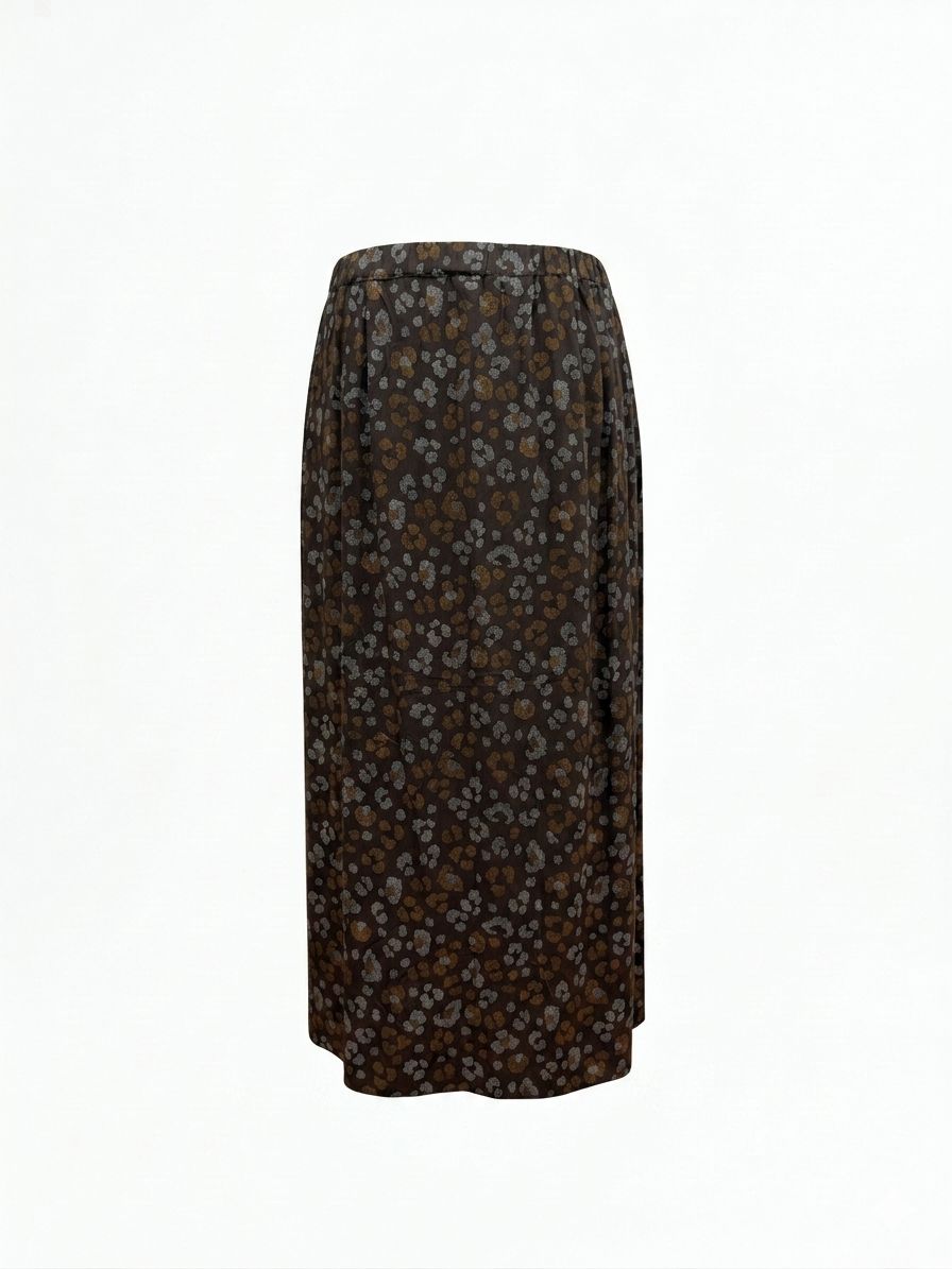 Gonna lunga fantasia fiori - MARRONE