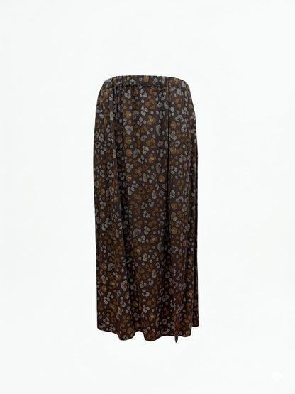 Gonna lunga fantasia fiori - MARRONE