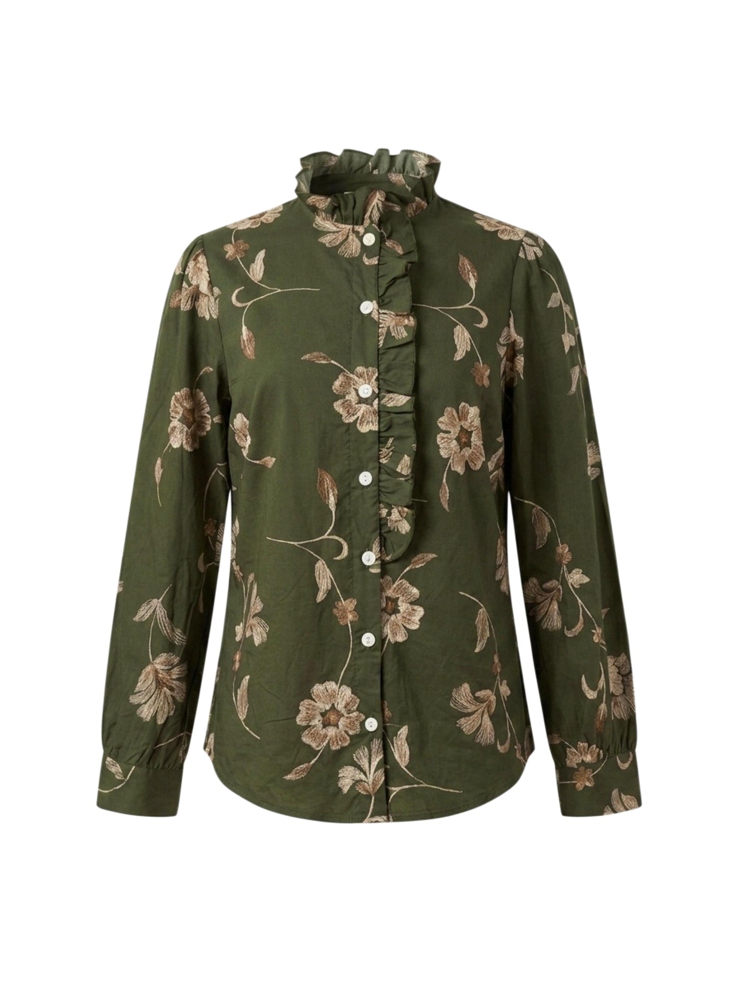 Camicetta con voulant e fiori - VERDONE