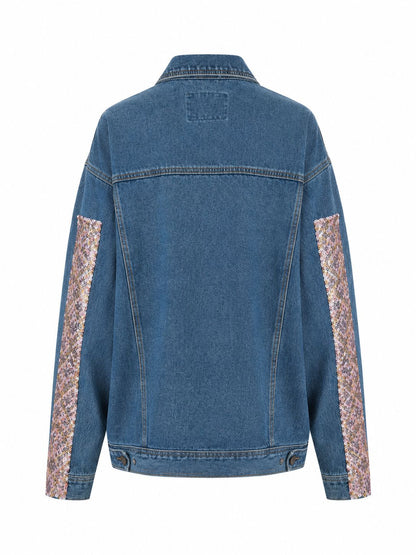 Giacca jeans con paillettes - DENIM