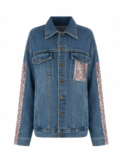 Giacca jeans con paillettes - DENIM