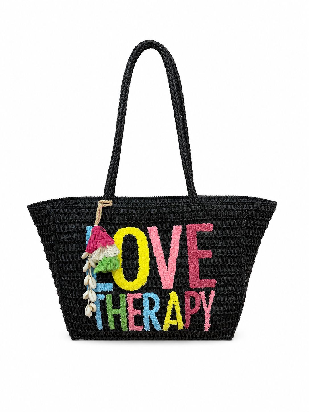 Borsa fiorucci barca in rafia - NERO