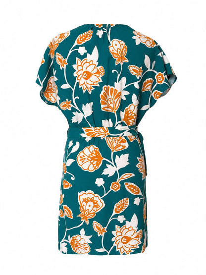 Abito fiori arancio - VERDE