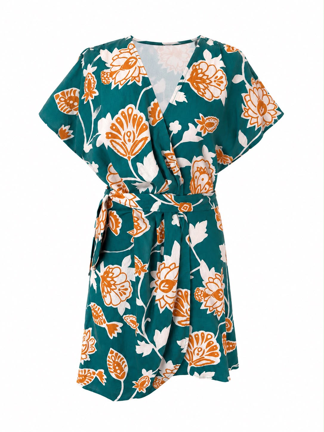 Abito fiori arancio - VERDE