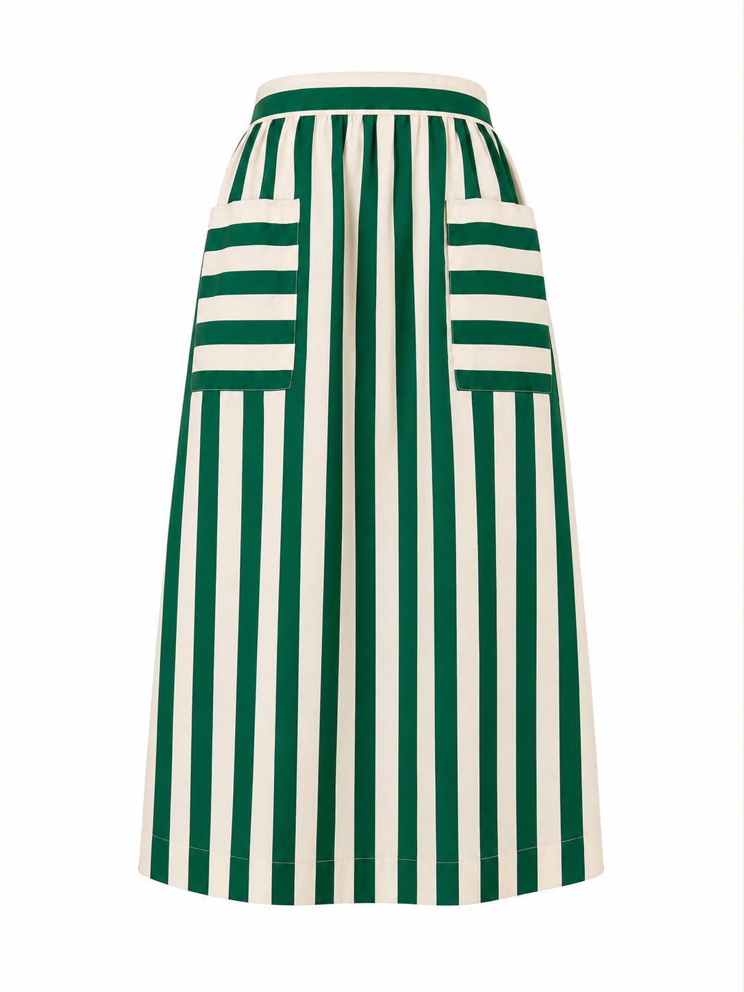 Gonna a righe con tasche - VERDE