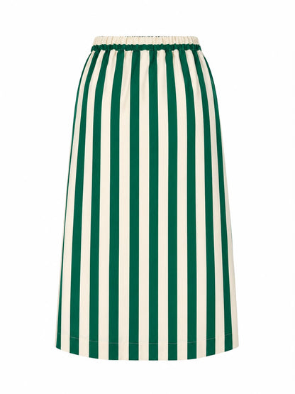 Gonna a righe con tasche - VERDE