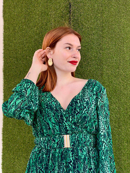 Patterned dress 12721 - GREEN